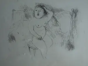 Metten Koornstra - Originele drukplaat , “Naakte vrouw poserend voor bed” – 1965 kopen? Bied vanaf 25!