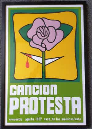 Niet of onleesbaar gesigneerd - Poster afkomstig uit Cuba verkocht voor € 1!