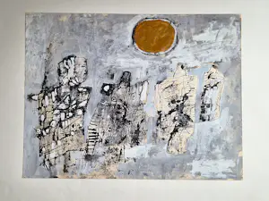 Hannes Postma - Grote in 1962 gemaakte gemengde techniek "de Familie" gesigneerd kopen? Bied vanaf 58!