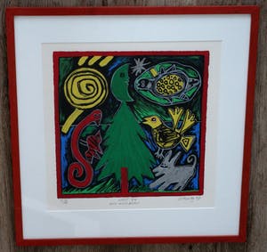 Corneille - Ingelijste zeefdruk: Kerst '94, het woud feest - 1994(Nette lijst!) kopen? Bied vanaf 250!