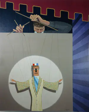 Kees Balvers - Acryl op doek, Marionet - Ingelijst kopen? Bied vanaf 100!