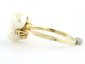 14k geelgouden slagring met parel en briljant geslepen diamant 0.10ct - rm 17.5 kopen? Bied vanaf 220!
