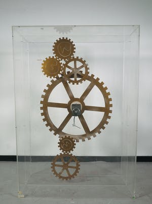 Curiosa - Assemblage van tandwielen in plexiglazen kast (groot) kopen? Bied vanaf 1!