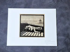 Dirk Hidde Nijland - 1919 - fraaie houtsnede in peren-langs "de Slaper" voor het blad Wendingen kopen? Bied vanaf 38!