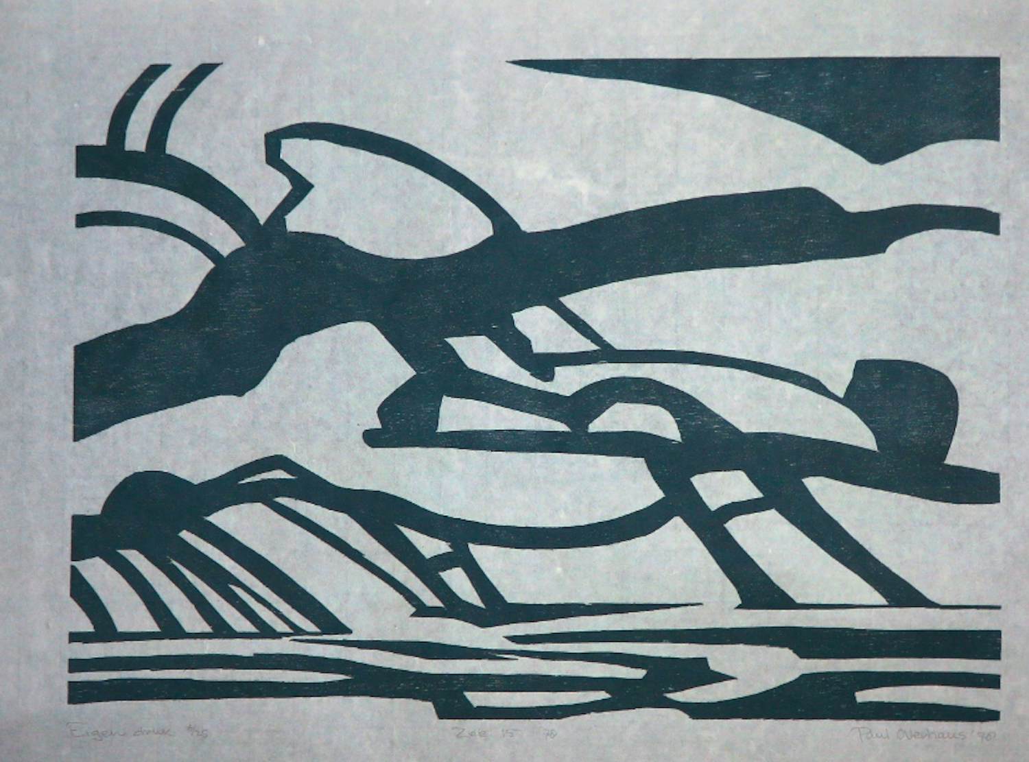 Paul Overhaus - Houtsnede op Japans papier, Zee no. 15 kopen? Bied vanaf 125!