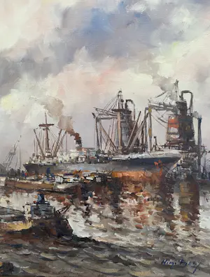 Wim Bos - Bedrijvigheid in de haven van Rotterdam kopen? Bied vanaf 200!