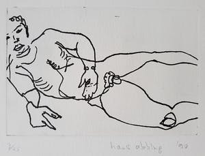 Hans Abbing - Liggend naakt, droge naald ets kopen? Bied vanaf 1!