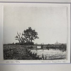 Harmen Kooistra - Landschap met molen kopen? Bied vanaf 25!