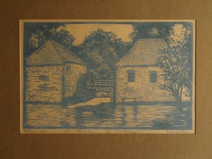 Jac. de Beer - Ingelijste houtsnede , Watermolen ‘Den Helder’ Winterswijk – ca. 1935 kopen? Bied vanaf 40!