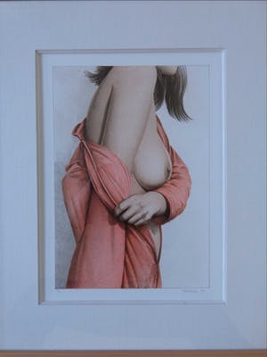 Roger Wittevrongel - HALFNAAKTE VROUW / KLEURLITHO / 61x51cm / KADER / SIG / 1986 kopen? Bied vanaf 95!