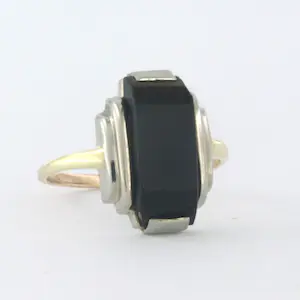 Bicolour ring bezet met onyx - ringmaat 16.25 (51) kopen? Bied vanaf 115!