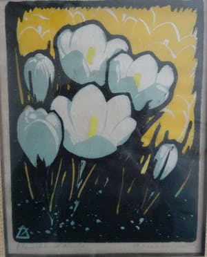 Arie Zonneveld - Kleuren houtdruk - Crocussen- 1935 kopen? Bied vanaf 200!