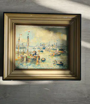 Evert Moll - Evert Moll: Gezicht op de Rotterdamse Haven kopen? Bied vanaf 750!