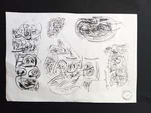 Theo Wolvecamp - Inkt op papier. dubbelzijdig verkocht voor € 80!