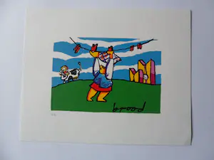 Herman Brood - Kleurenzeefdruk. Titel, Wasvrouw. kopen? Bied vanaf 50!