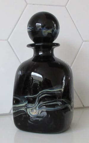 Mdina kunstglas - Vierkante zwarte studio glazen karaf met luster decoratie kopen? Bied vanaf 48!