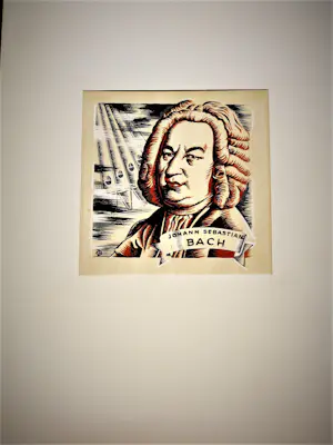 Niet of onleesbaar gesigneerd - Originele ca. 1950 Pop-Art Gouache "Joh. S. Bach" gesigneerd monogram kopen? Bied vanaf 1!