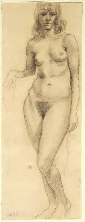 Wim Steijn - Tekening, Naakt staand verkocht voor € 40!