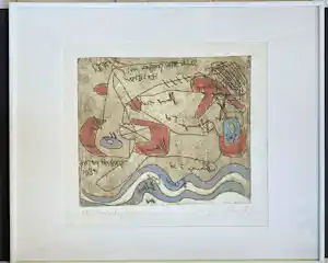 Buy Anton Heyboer - abstracte compositie met de blauwe zee? Bid from 425!