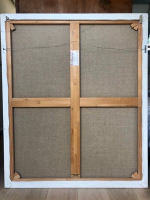 Floor de Bruyn Kops - Witte Duif - zacht pastelkleurig olieverf met goud verf 120x100 kopen? Bied vanaf 295!