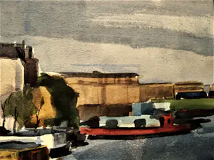 Niet of onleesbaar gesigneerd - Gesigneerd expressionistisch jaren 60 Aquarel "Amsterdam PH Kade" kopen? Bied vanaf 1!