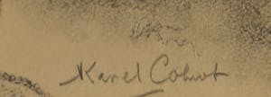 Karel Colnot - Houtskool, Dorpsstraat - Ingelijst kopen? Bied vanaf 120!