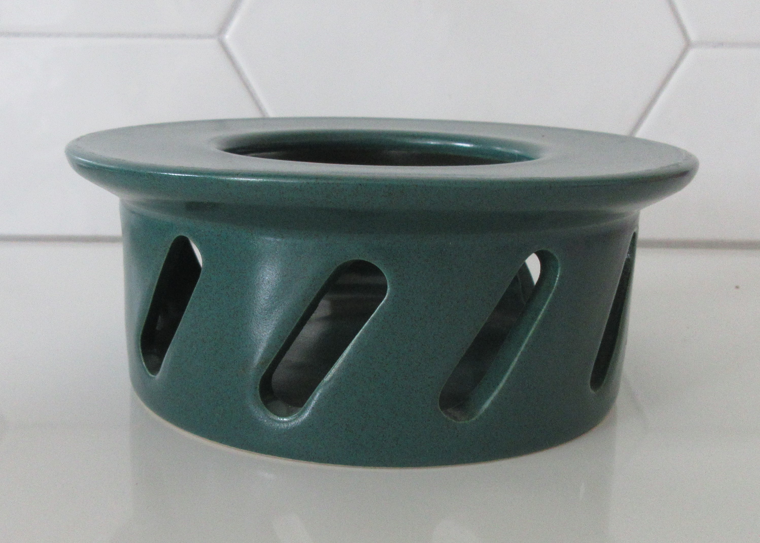 Höganäs Keramik - Grote groene theepot met bamboe hengsel + theelicht kopen? Bied vanaf 50!