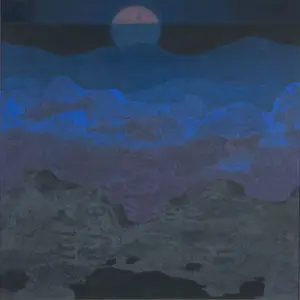 Jan Hendrik Hoowij - Rising Moon - Ingelijst. Olieverf op board kopen? Bied vanaf 25!