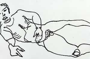 Hans Abbing - Liggend naakt, droge naald ets verkocht voor € 35!