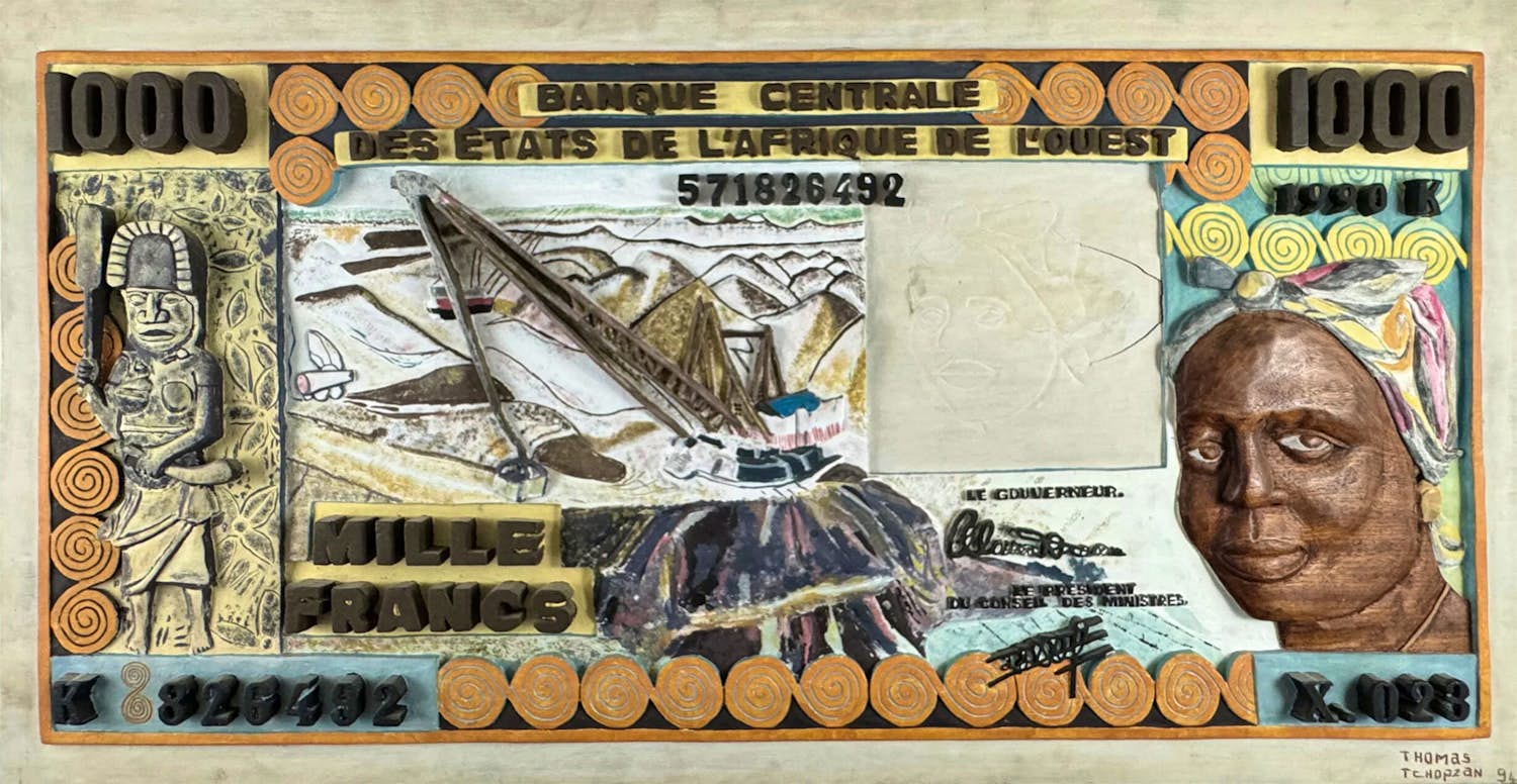 AcheterThomas Tchopzan - “Centrale Bank West-Afrika 1000 Frs CFA” - Dame? Enchérissez de 400!
