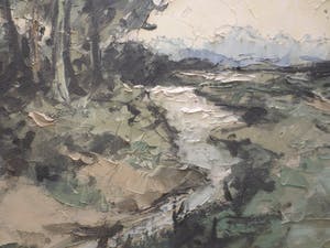 Gerard Roemers - Frankrijk, Zandpad langs beek.. kopen? Bied vanaf 80!