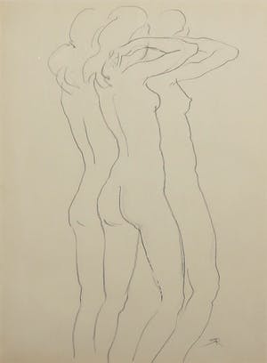 Jan Sluijters (jr.) - Tekening, Staand naakt - Ingelijst kopen? Bied vanaf 40!