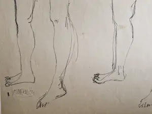 Wout Maters - Beeldhouwer - Grote 1964 houtskool tekening staand vrouwelijk naakt gesigneerd kopen? Bied vanaf 37!