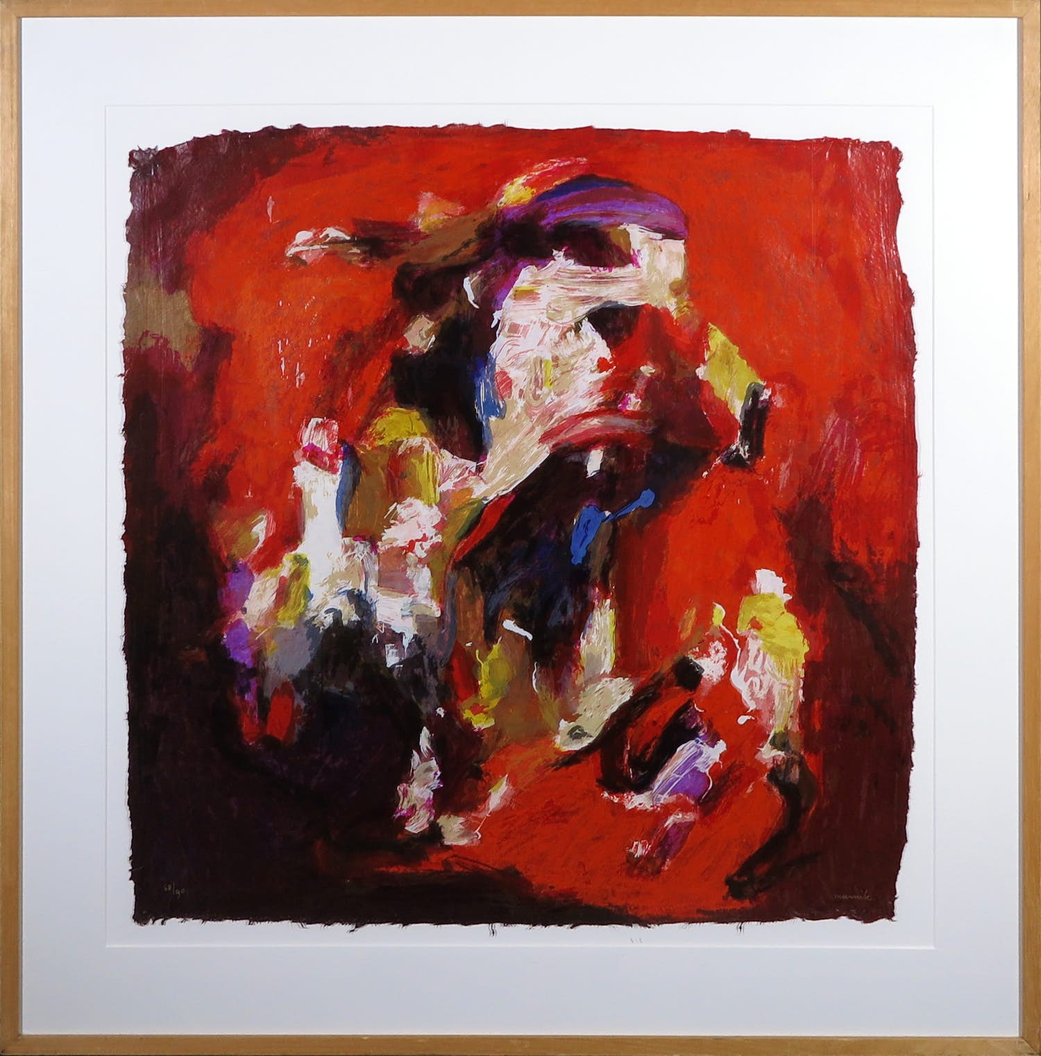 Peter Munnik - Zeefdruk, Zonder titel rood - Ingelijst (Groot) verkocht voor € 50!