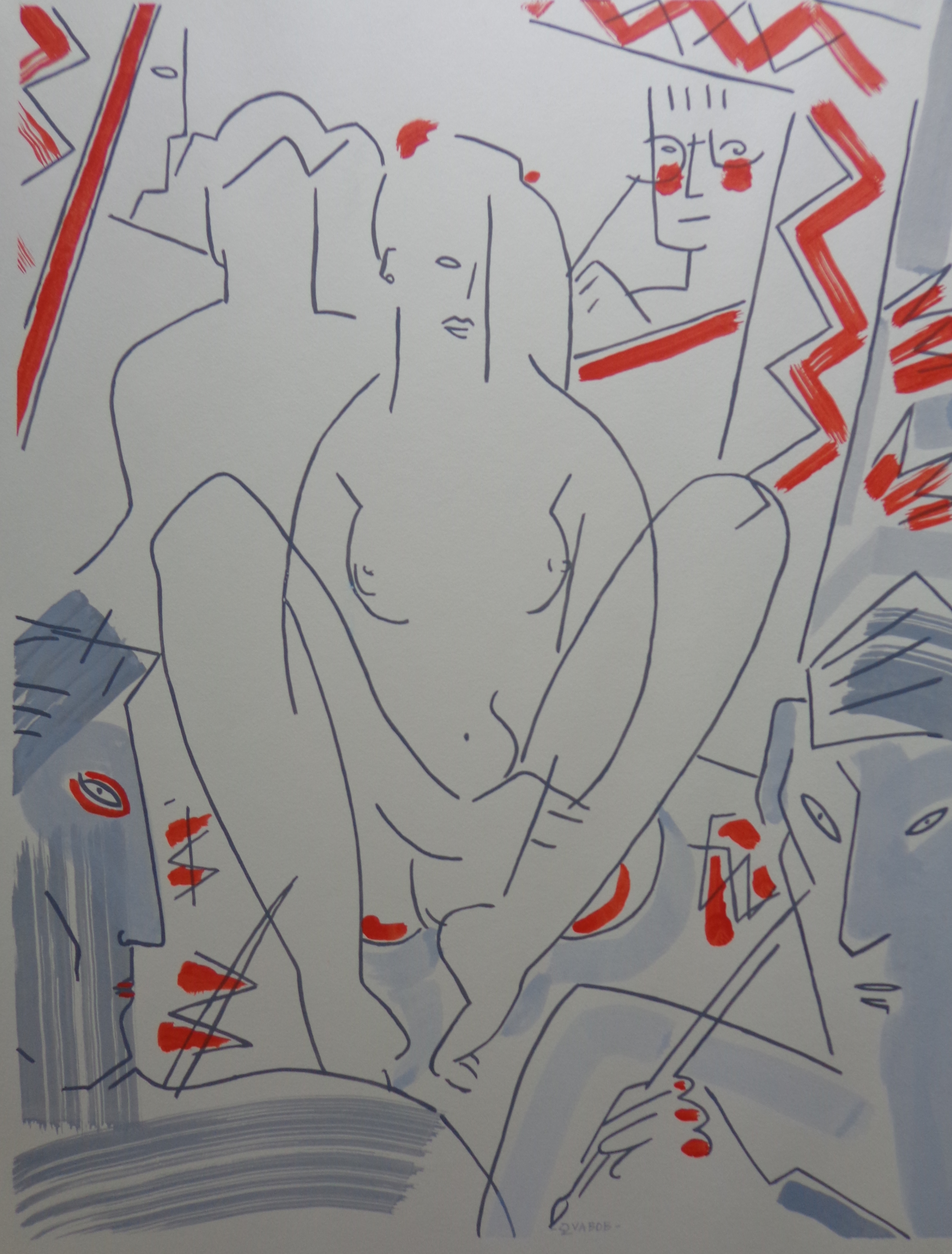 Rob Doolaard - ZITTENDE NAAKTE VROUW / KLEURZEEFDRUK / 80x60cm kopen? Bied vanaf 1!