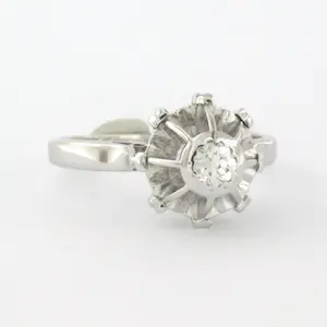 18k wit gouden ring bezet met oud Europees geslepen diamant 0.20 ct kopen? Bied vanaf 450!