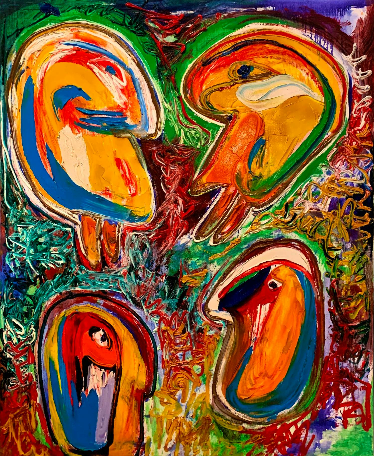 Finn Pedersen - Ingelijste olieverf op doek: Hommage Christian Dotremont kopen? Bied vanaf 1295!