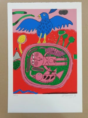 Corneille - BLAUWE VOGEL / KLEURZEEFDRUK / 56x38cm / SIG / 1996 kopen? Bied vanaf 120!