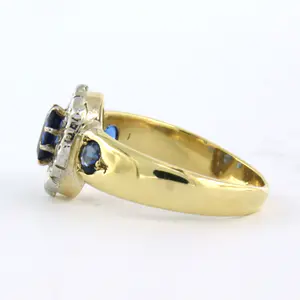 18k geel goud met zilver ring met saffier en diamant 0.05ct - rm 17.5(55) kopen? Bied vanaf 275!