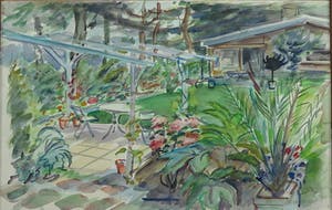 Jan Sluijters (jr.) - Aquarel, Tuinaanzicht - Ingelijst kopen? Bied vanaf 40!