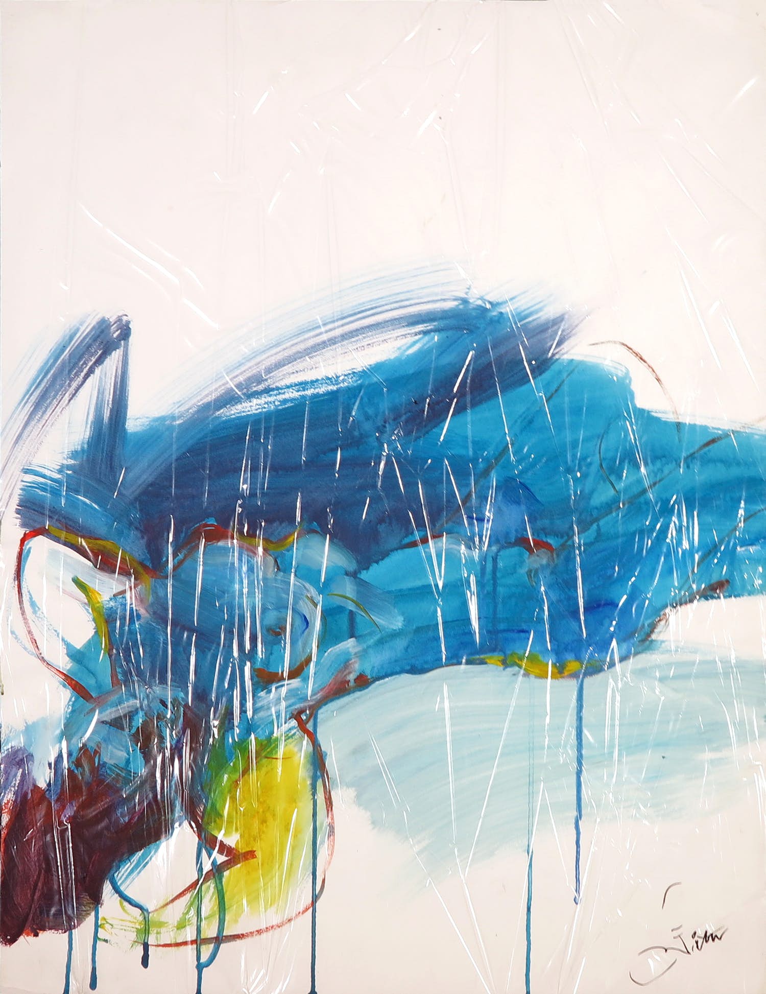 Franscz Witte - Gemengde techniek op papier, Naakt in blauw kopen? Bied vanaf 1!