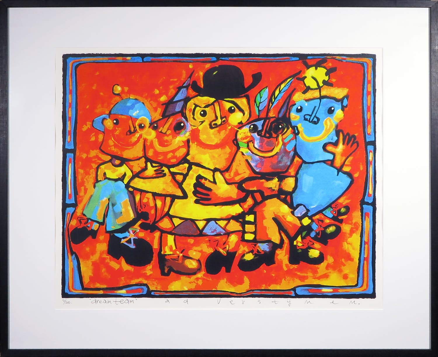 Ad Verstijnen - Zeefdruk, Dream Team - Ingelijst (Groot) verkocht voor € 50!