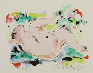 Nic Jonk - Zeefdruk, Z.T. Liggend figuur - Ingelijst kopen? Bied vanaf 1!