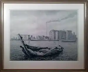 Frans Mars - steendruk - Scheepswrak Achterzaan verkocht voor € 65!