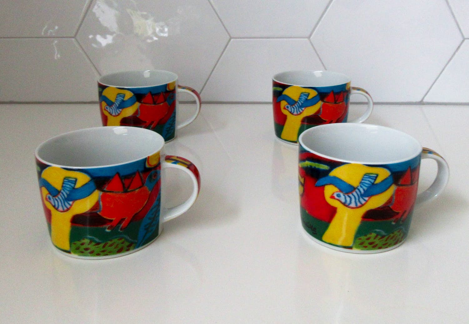 Corneille - Vier koffie kopjes decor l'ete commençant verkocht voor € 22!