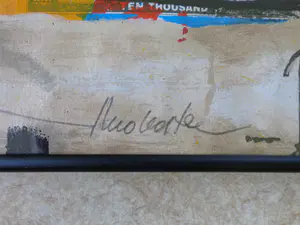 Theo Koster - "A" / KLEURZEEFDRUK + COLLAGE + OPGEHOOGD / 61x72cm / KADER / SIG kopen? Bied vanaf 50!