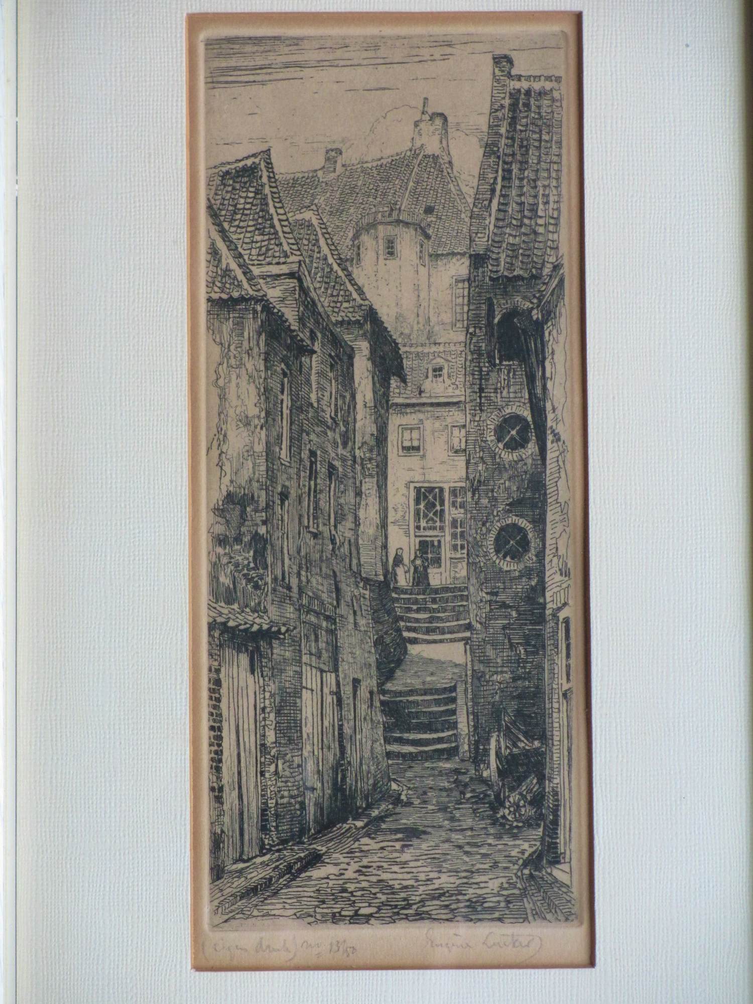 Eugene Lucker - Nijmegen, Proosthof, met gezicht op de Commanderie - Ets kopen? Bied vanaf 150!