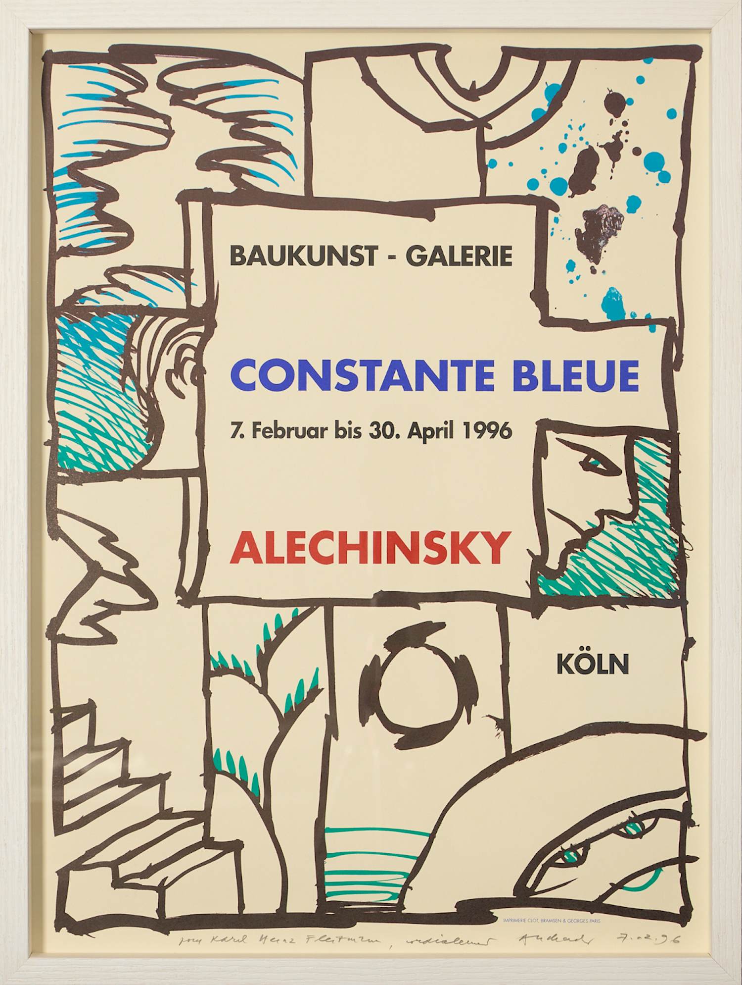 AcheterPierre Alechinsky - Signiert – Exklusiv mit Widmung - Siebdruck "Constante Bleue" – Gerahmt? Enchérissez de 590!