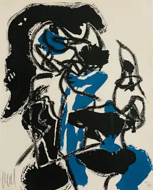 Karel Appel - abstracte compositie nr 5 ( Der Spiegel , KÖln, 1961) met nieuwe lijst! kopen? Bied vanaf 625!
