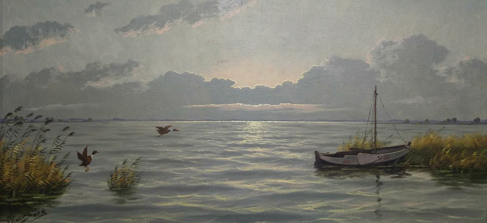 Niet of onleesbaar gesigneerd - Polderlandschap met opvliegende eenden kopen? Bied vanaf 1!